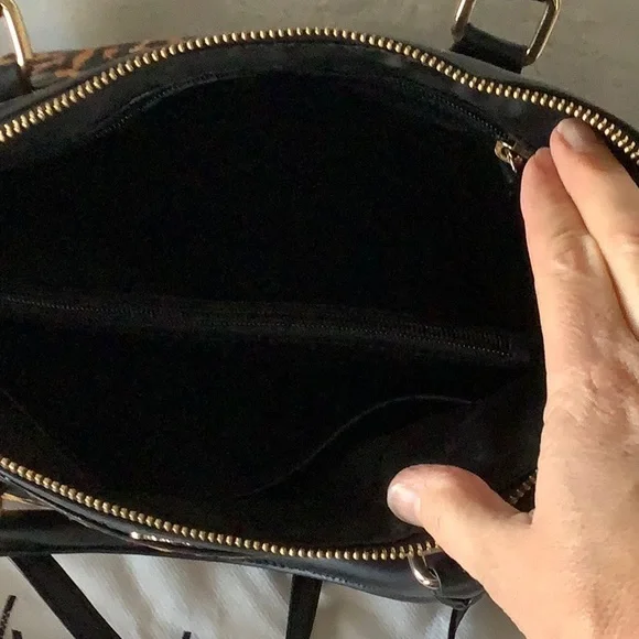 Calvin Klein Leopard Leather Satchel Handbag - Picture 3 of 3